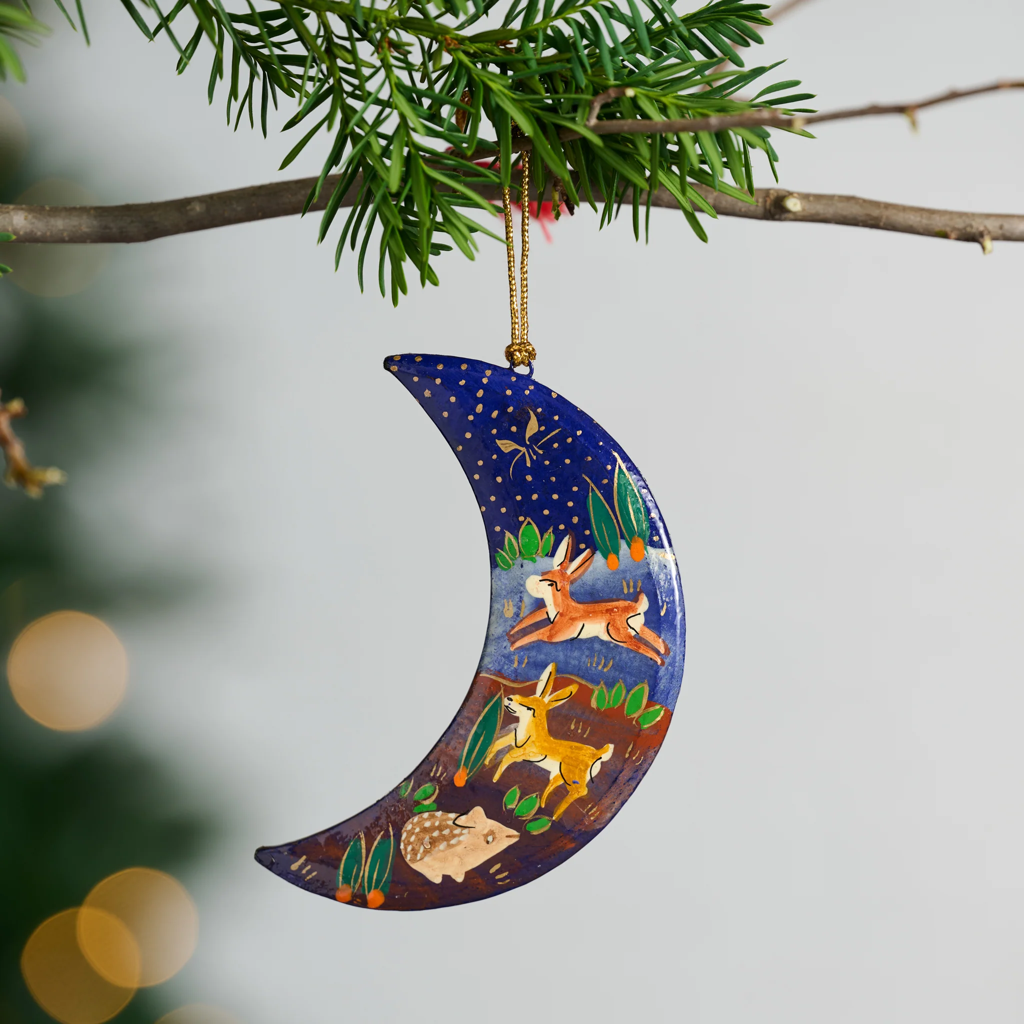 Painted Moon Paper Mâché Ornament - Image 3