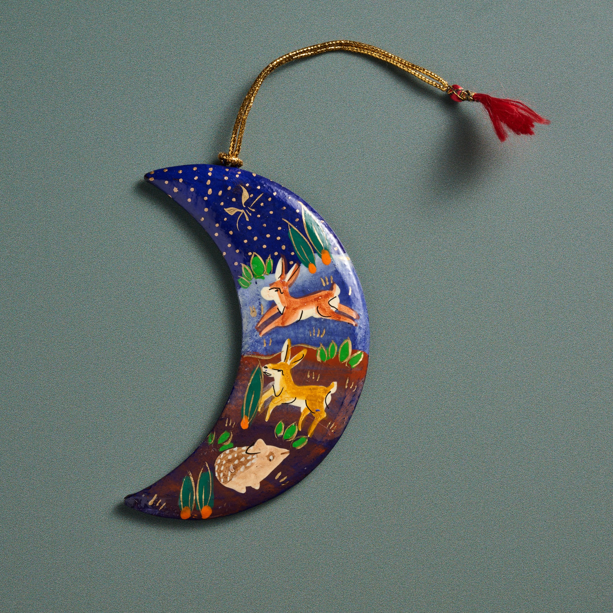 Painted Moon Paper Mâché Ornament - Image 4