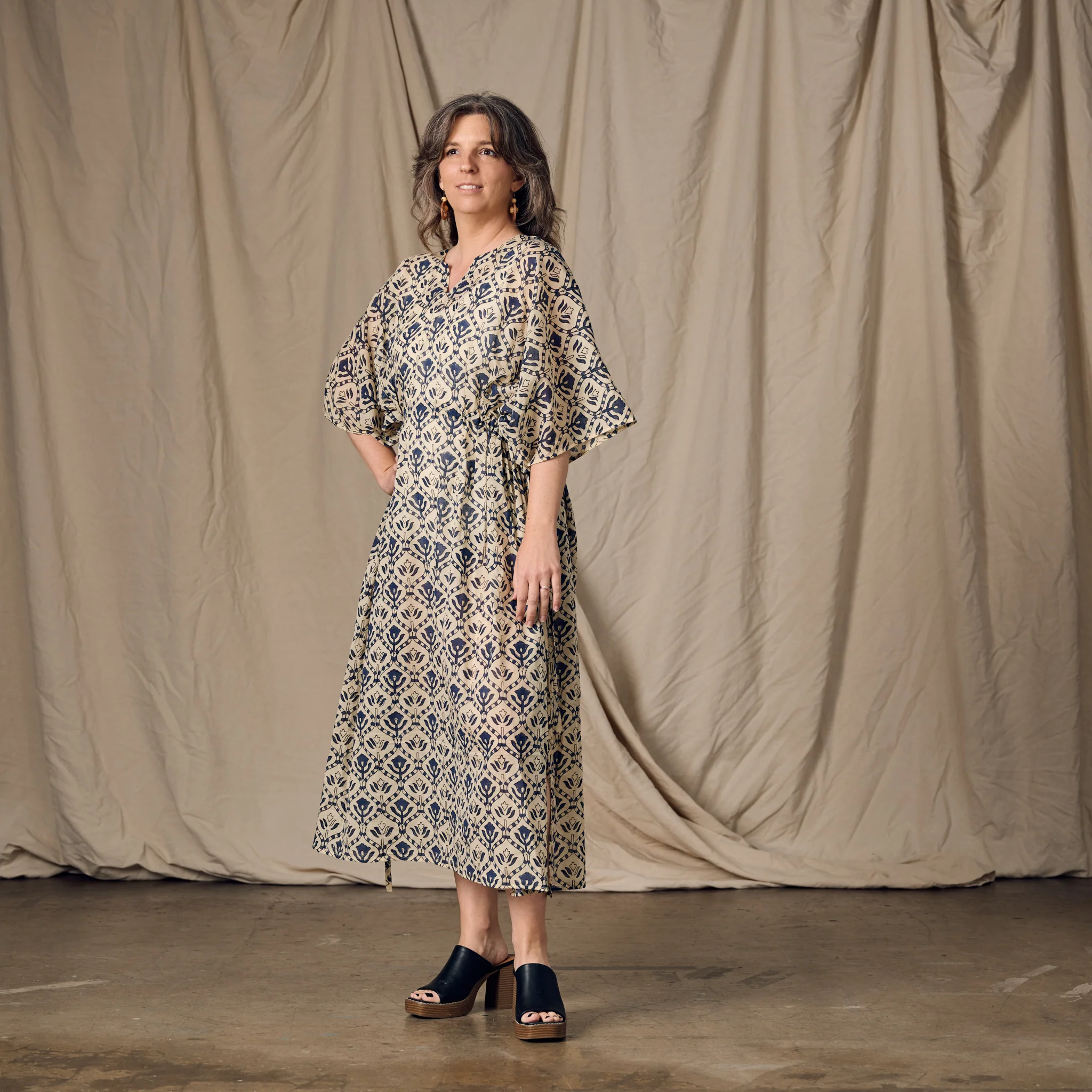 Panna Full Length Block Print Kaftan - Image 5