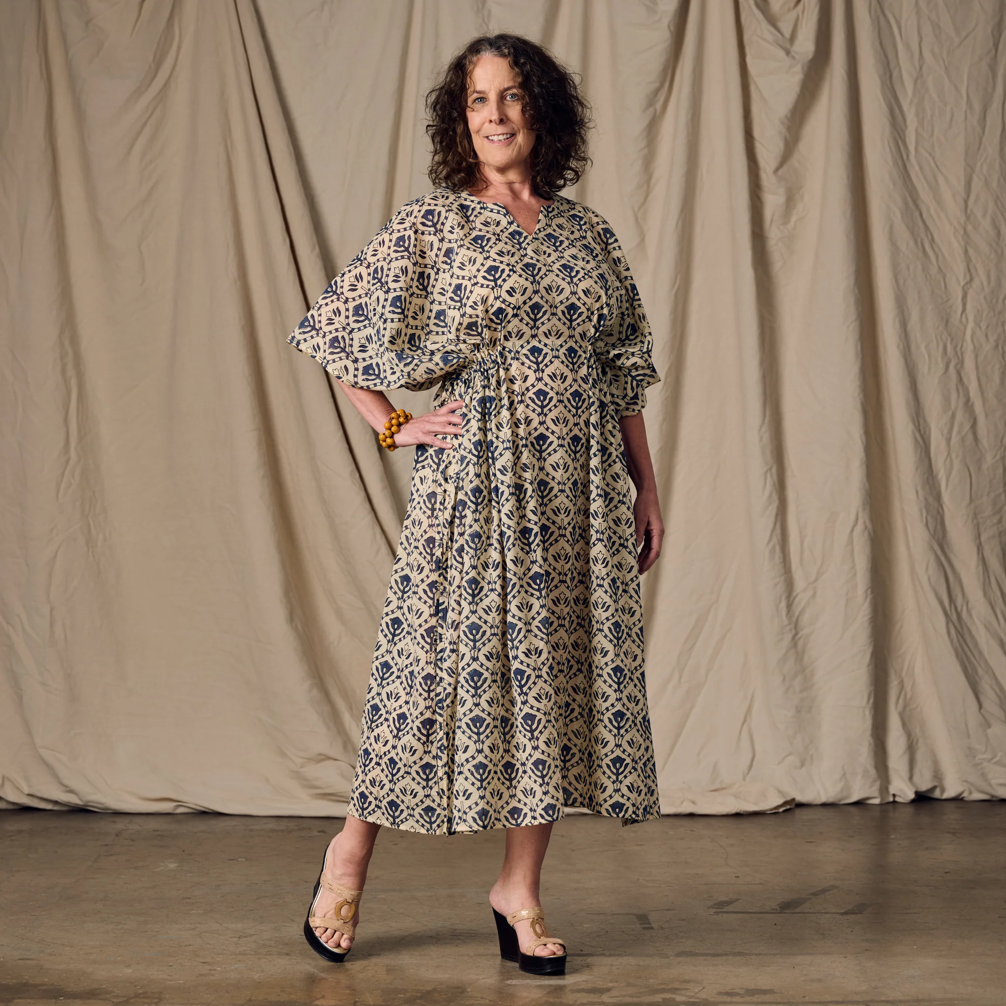 Panna Full Length Block Print Kaftan - Image 6