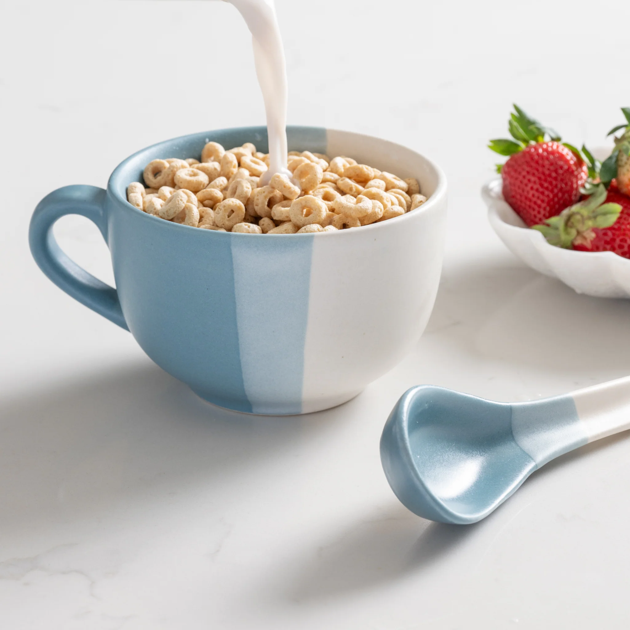 Pheeka Striped Jumbo Mug with Spoon - Blue - Image 2