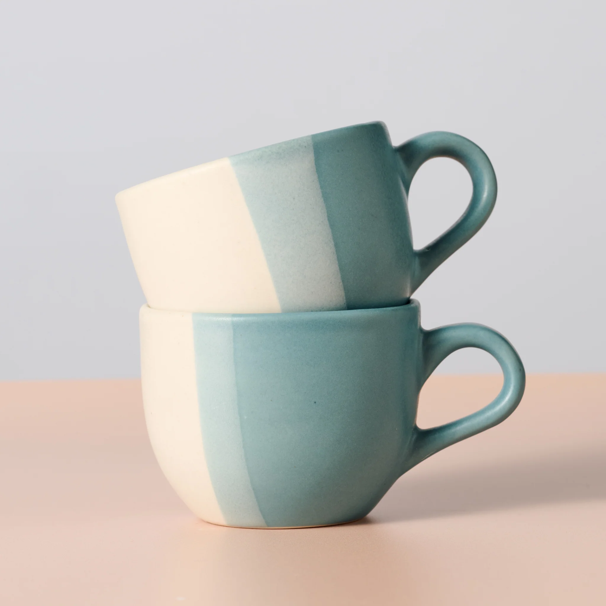 Pheeka Striped Tea Cups - Set of 2 Blue