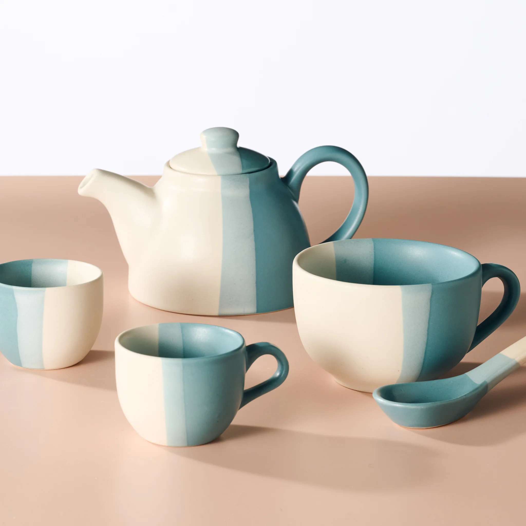 Pheeka Striped Tea Cups - Set of 2 Blue - Image 4
