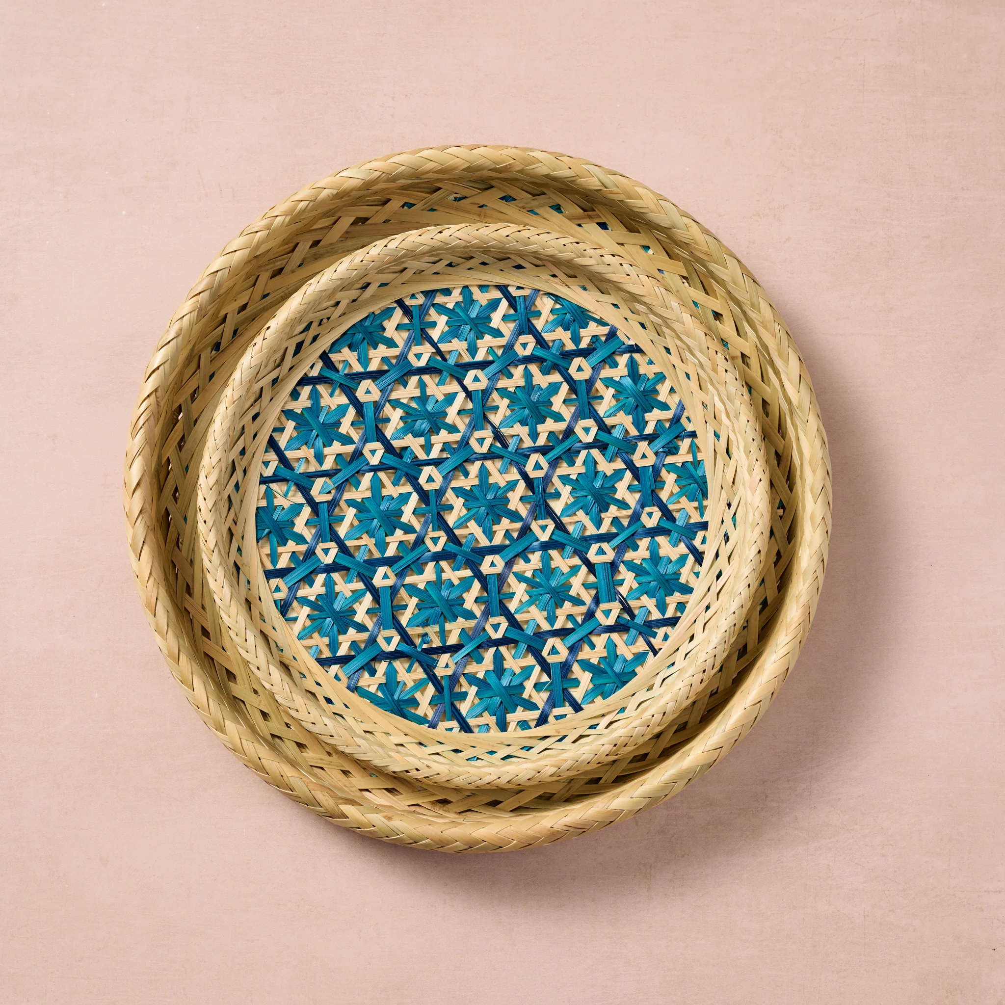Phu An Bamboo Basket with Blue - 10.5 - Image 3