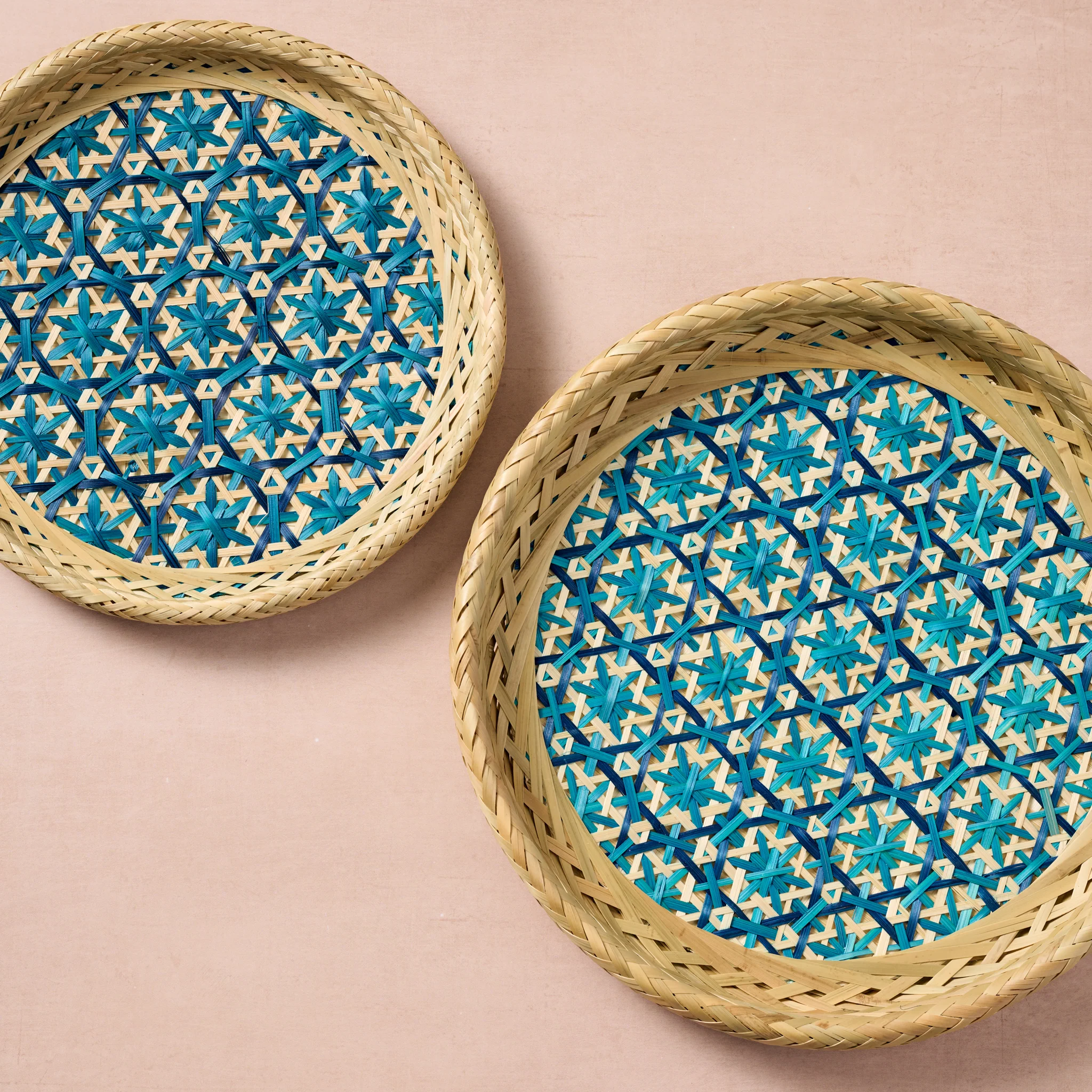 Phu An Bamboo Basket with Blue - 10.5 - Image 4