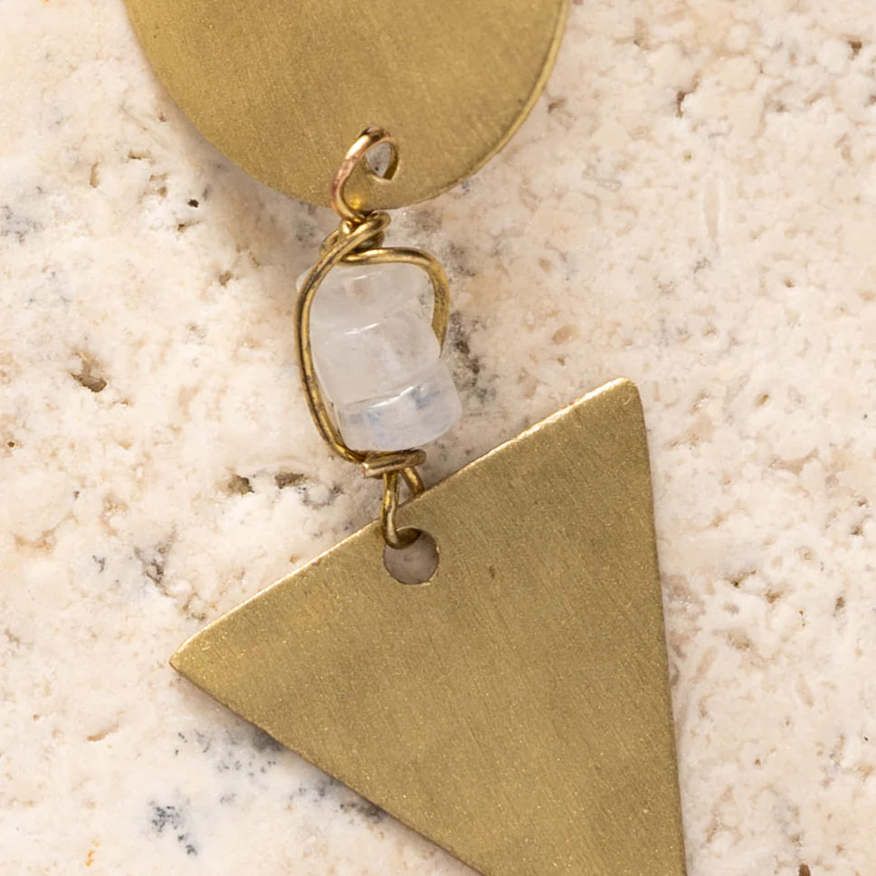 Prateek Brass and Moon Stone Earrings - Image 4