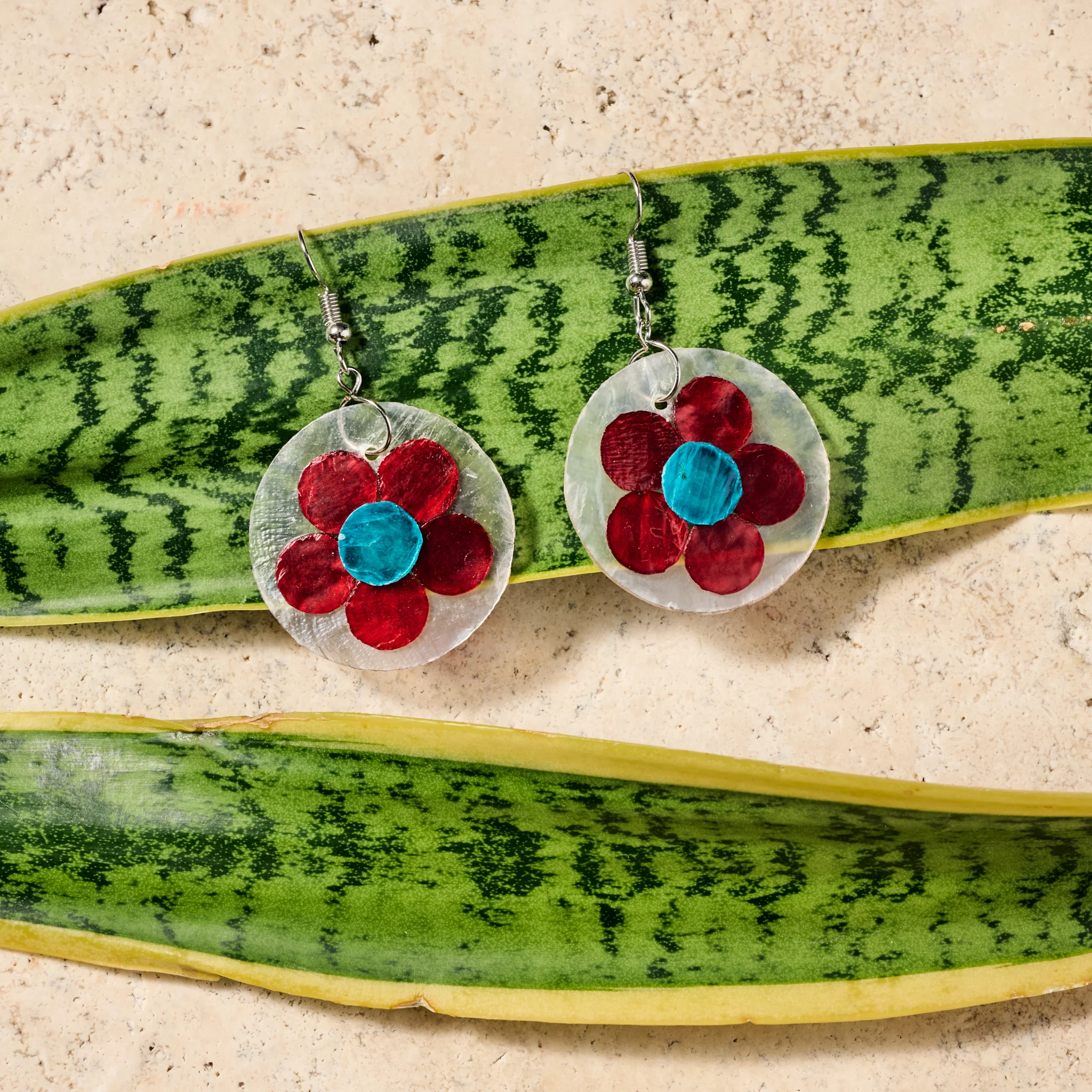 Pula Capiz Flower Dangle Earrings - Image 3