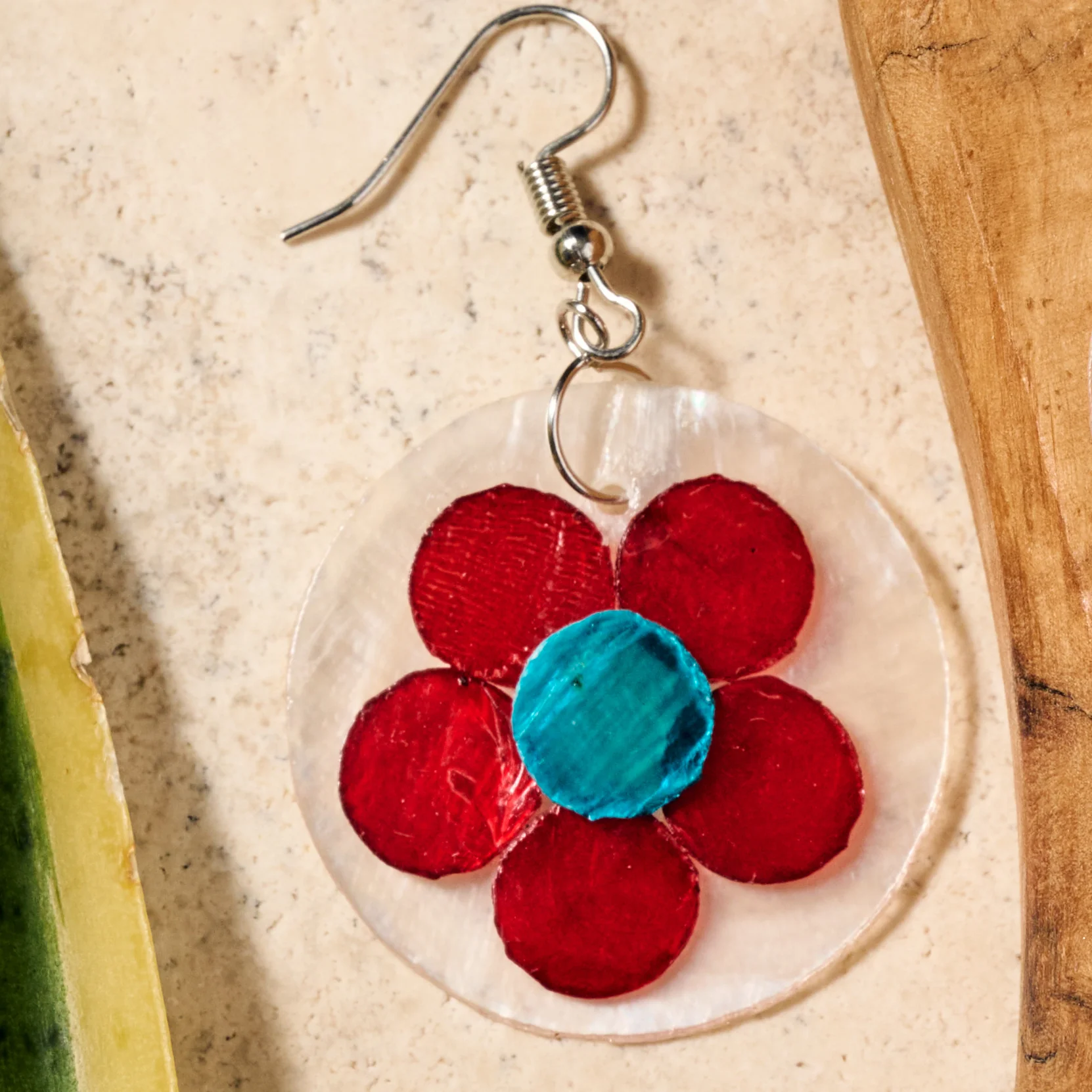 Pula Capiz Flower Dangle Earrings - Image 4