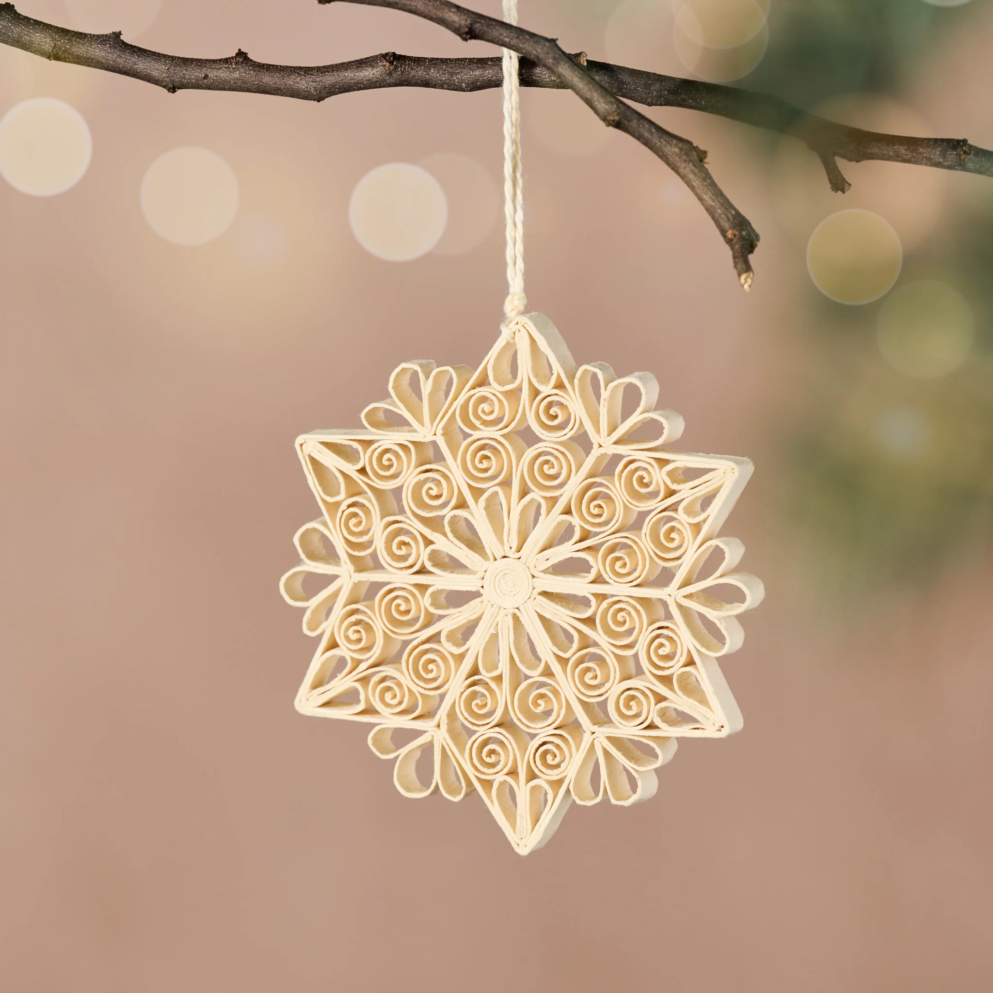 Quilled Cream Snowflake Ornament - Image 2