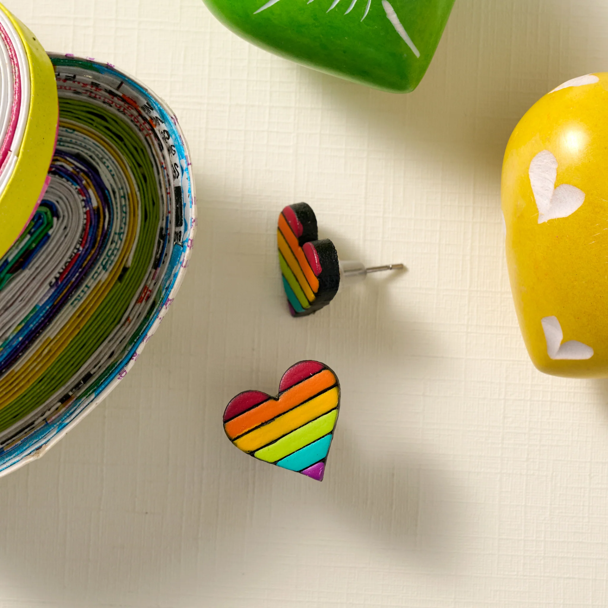 Rainbow Heart Gourd Earrings