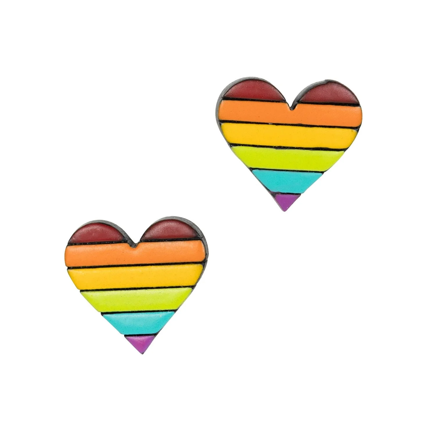 Rainbow Heart Gourd Earrings - Image 2