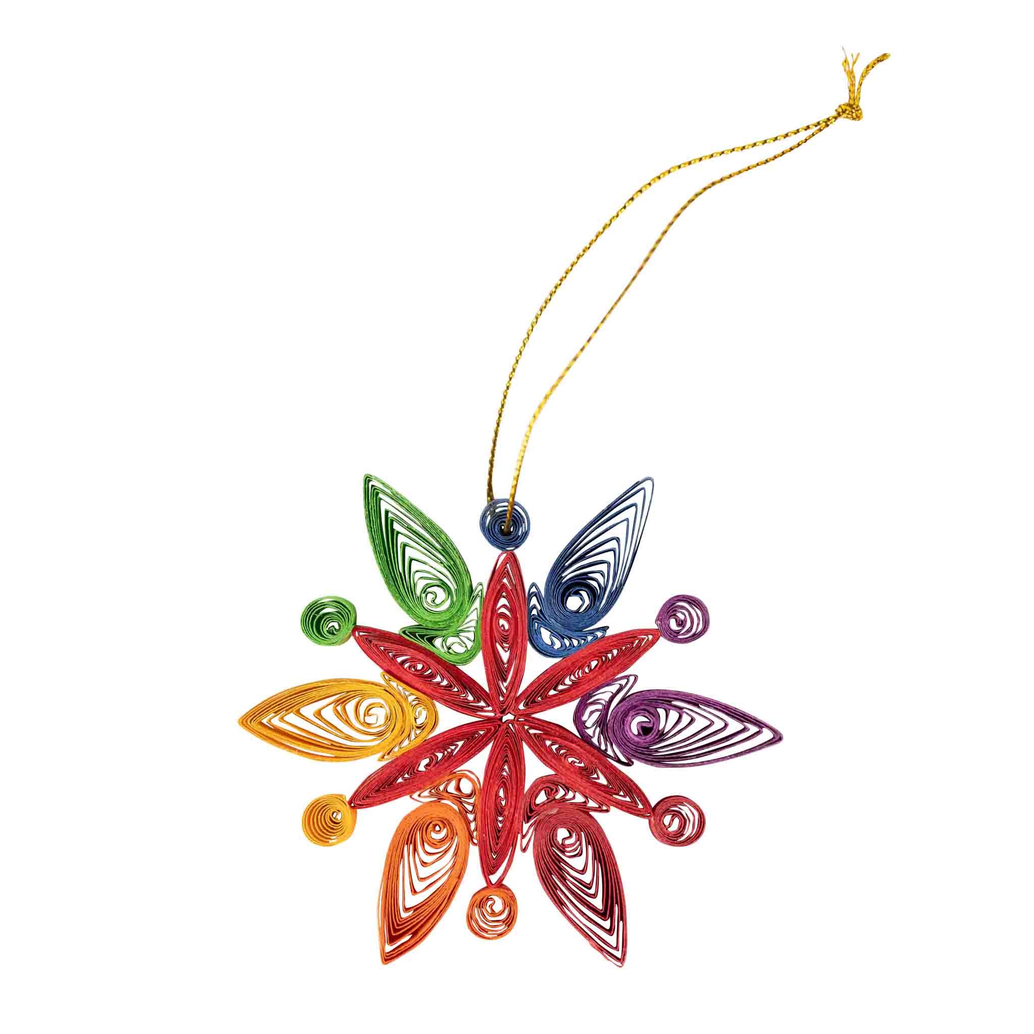 Rainbow Snowflake Quilled Ornament - Image 2