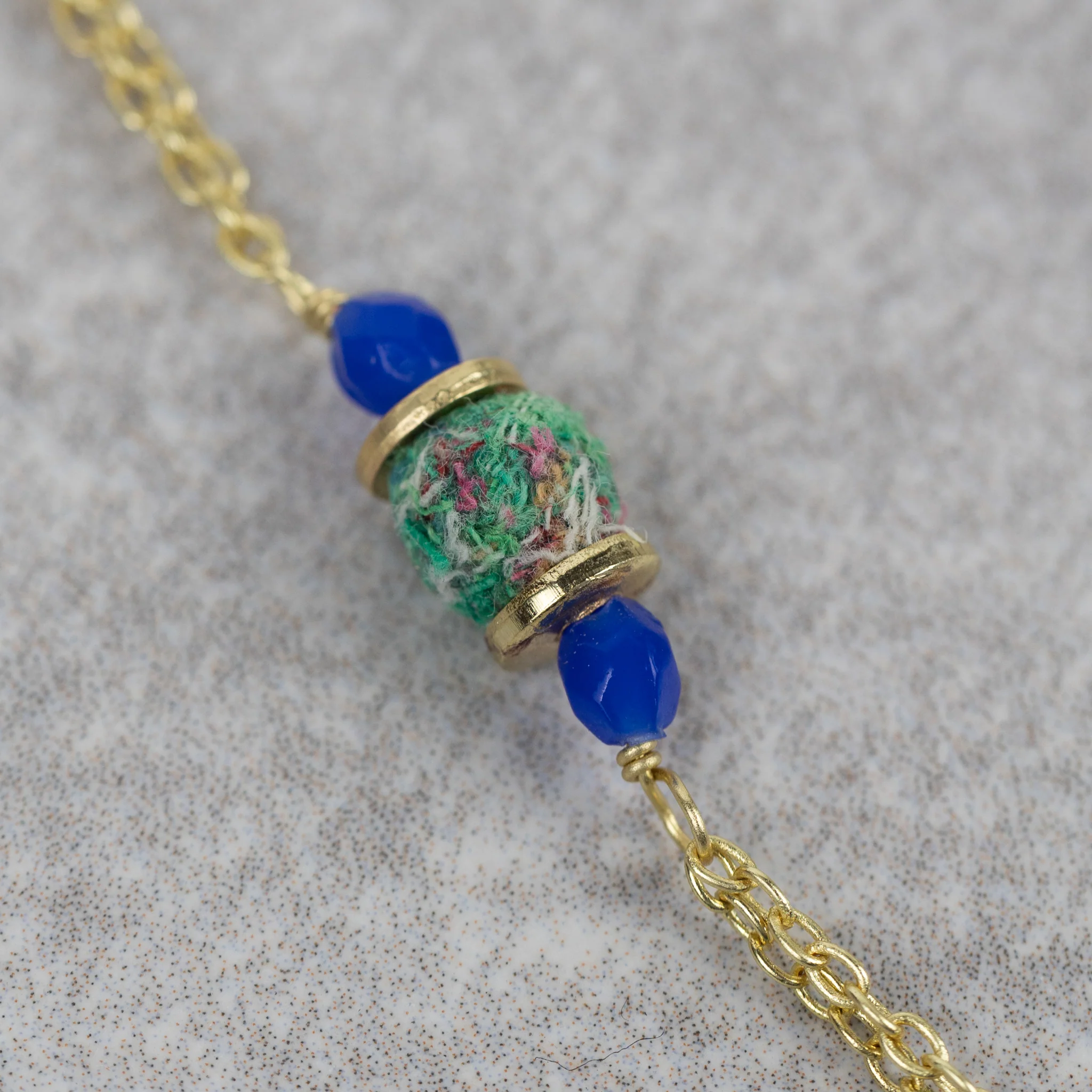 Recycled Sari & Glass Bead Necklace - Image 2