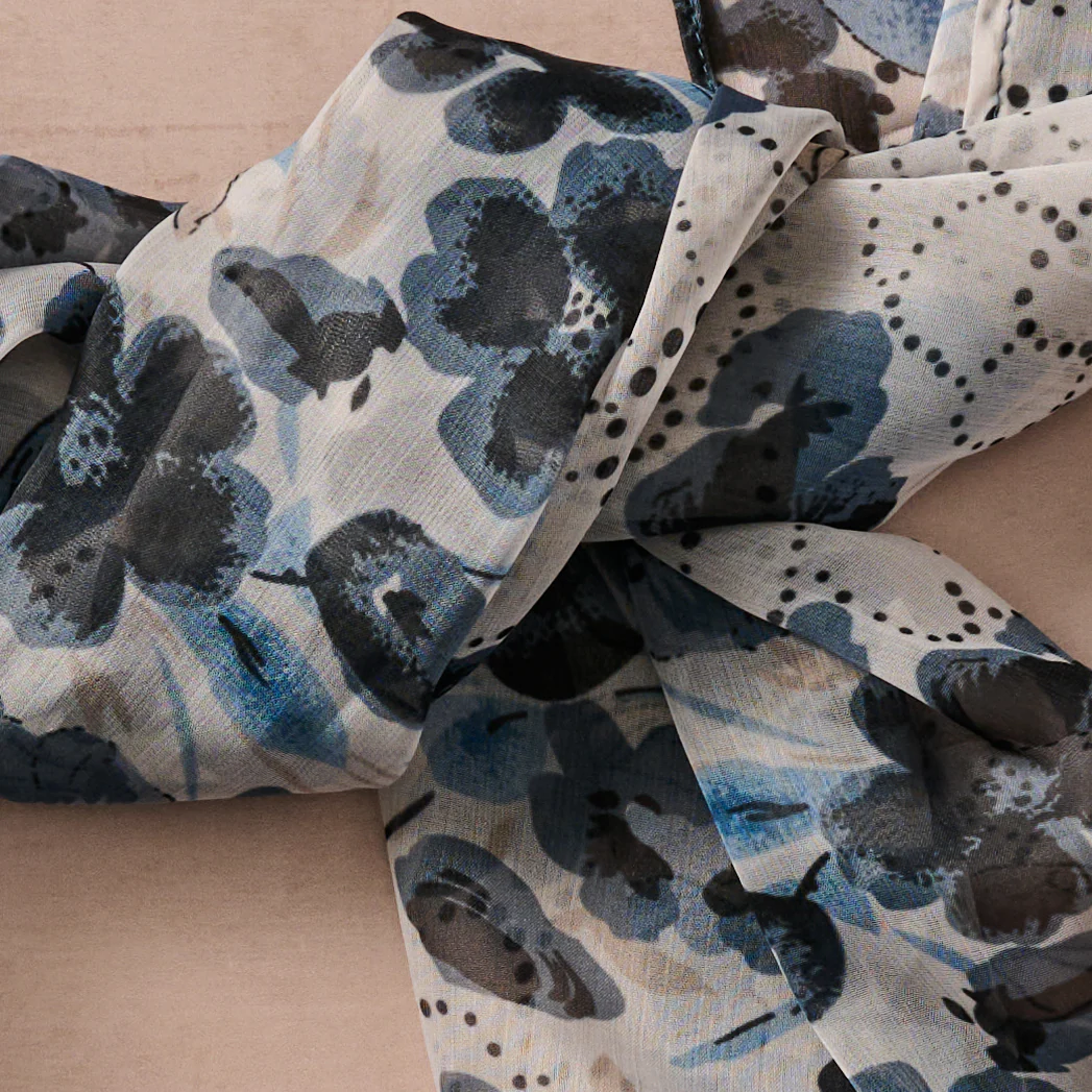 Samiti Floral Chiffon Scarf - Image 3