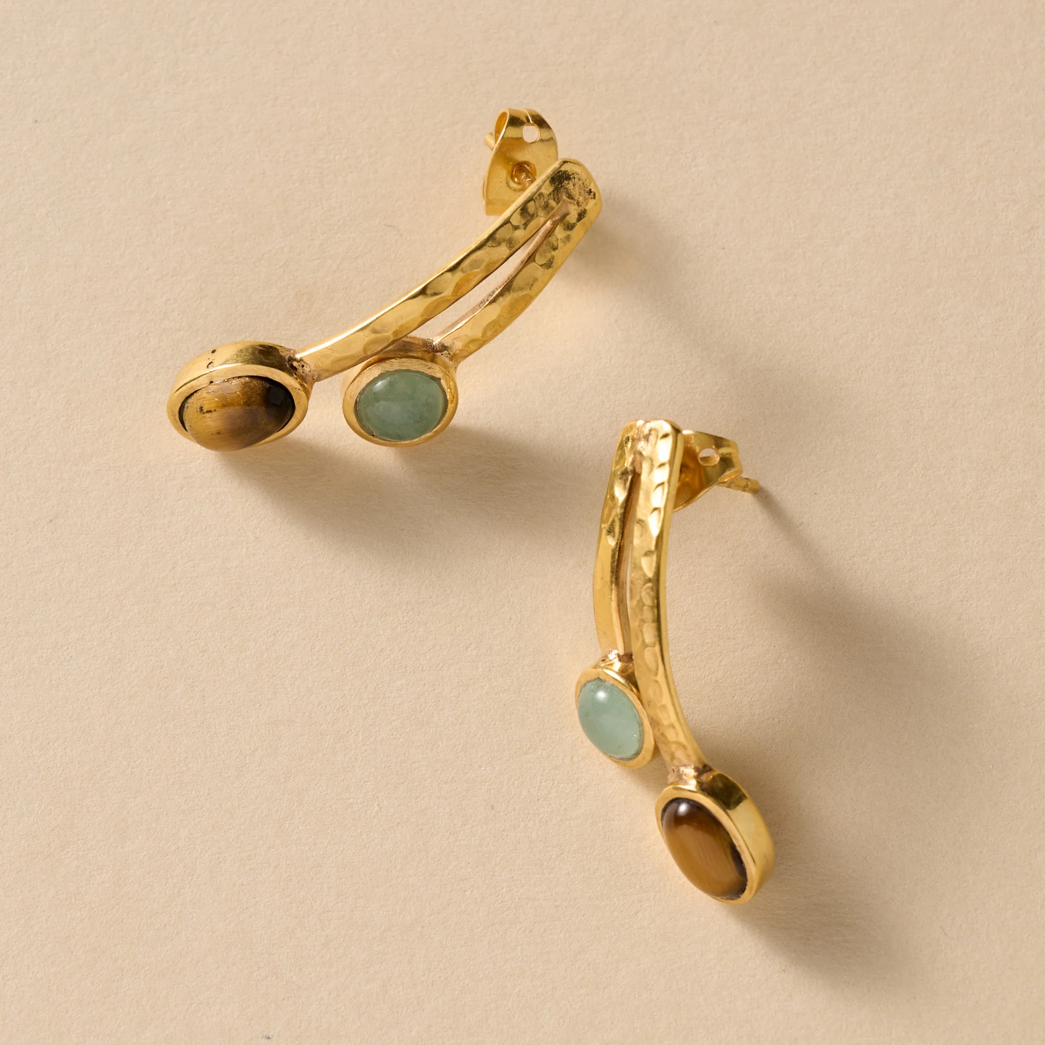 Sanja Tiger + Glass Stone Post Earrings - Image 2