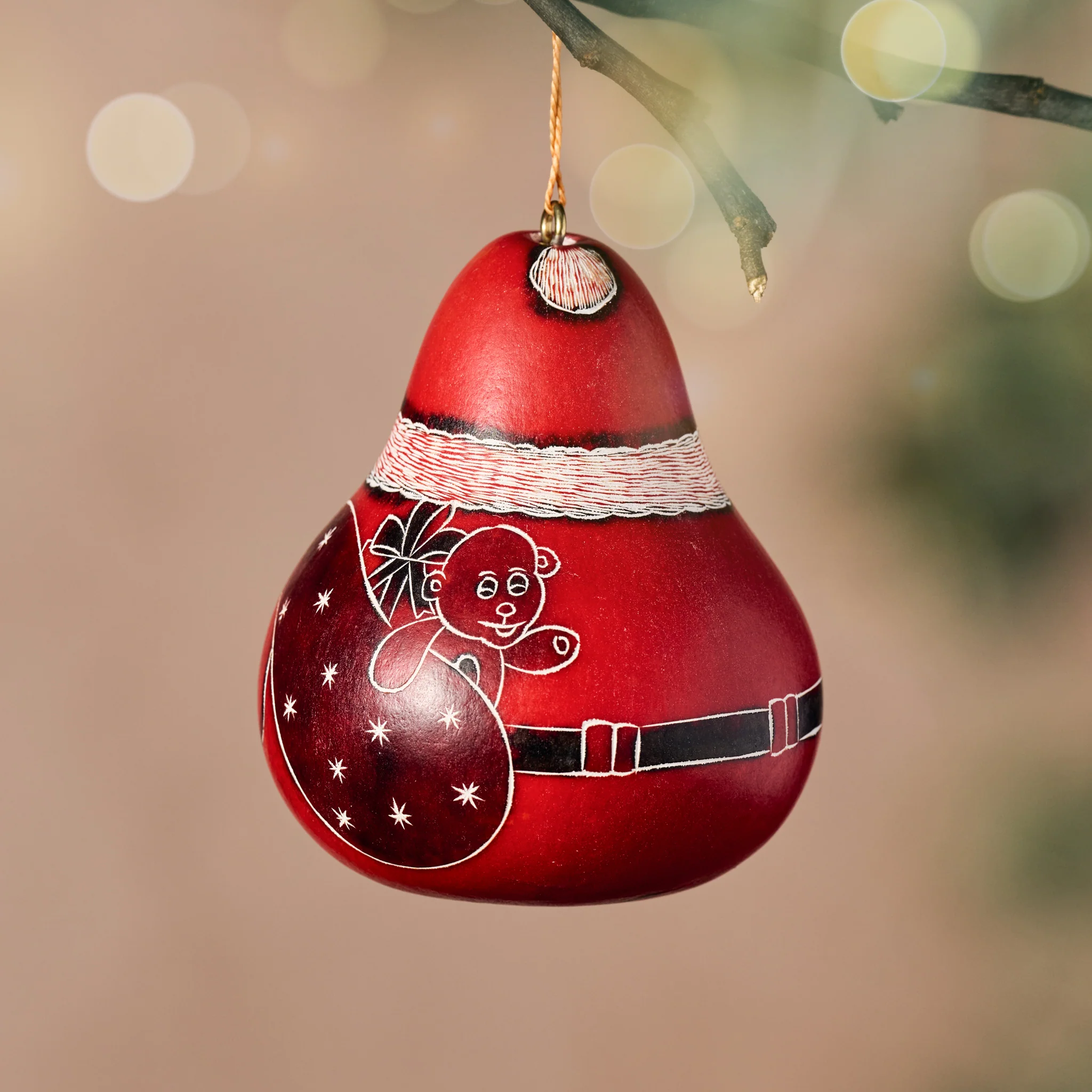 Santa Gourd Ornament - Image 6
