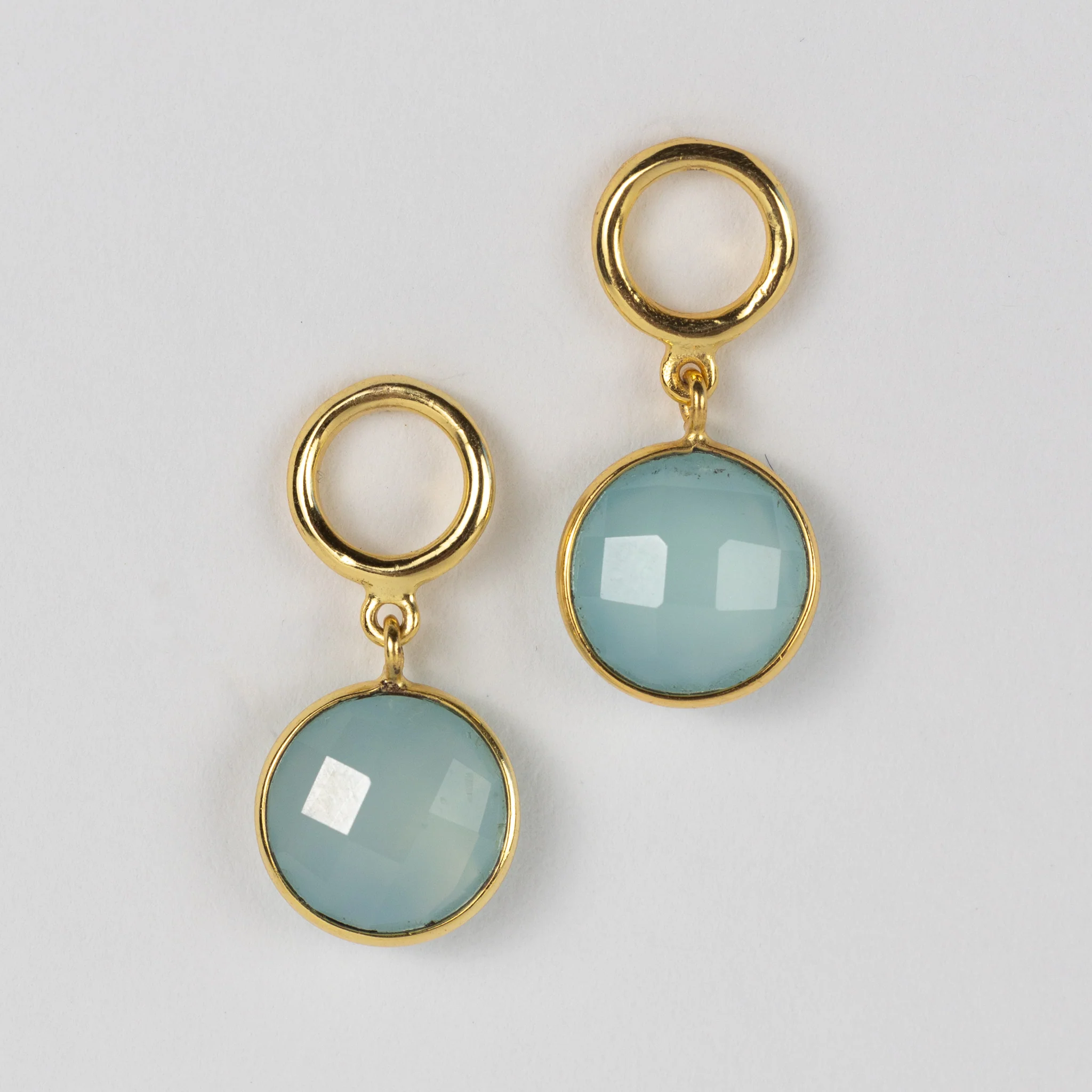 Sona Chalcedony Blue Gem Drop Earrings - Image 3