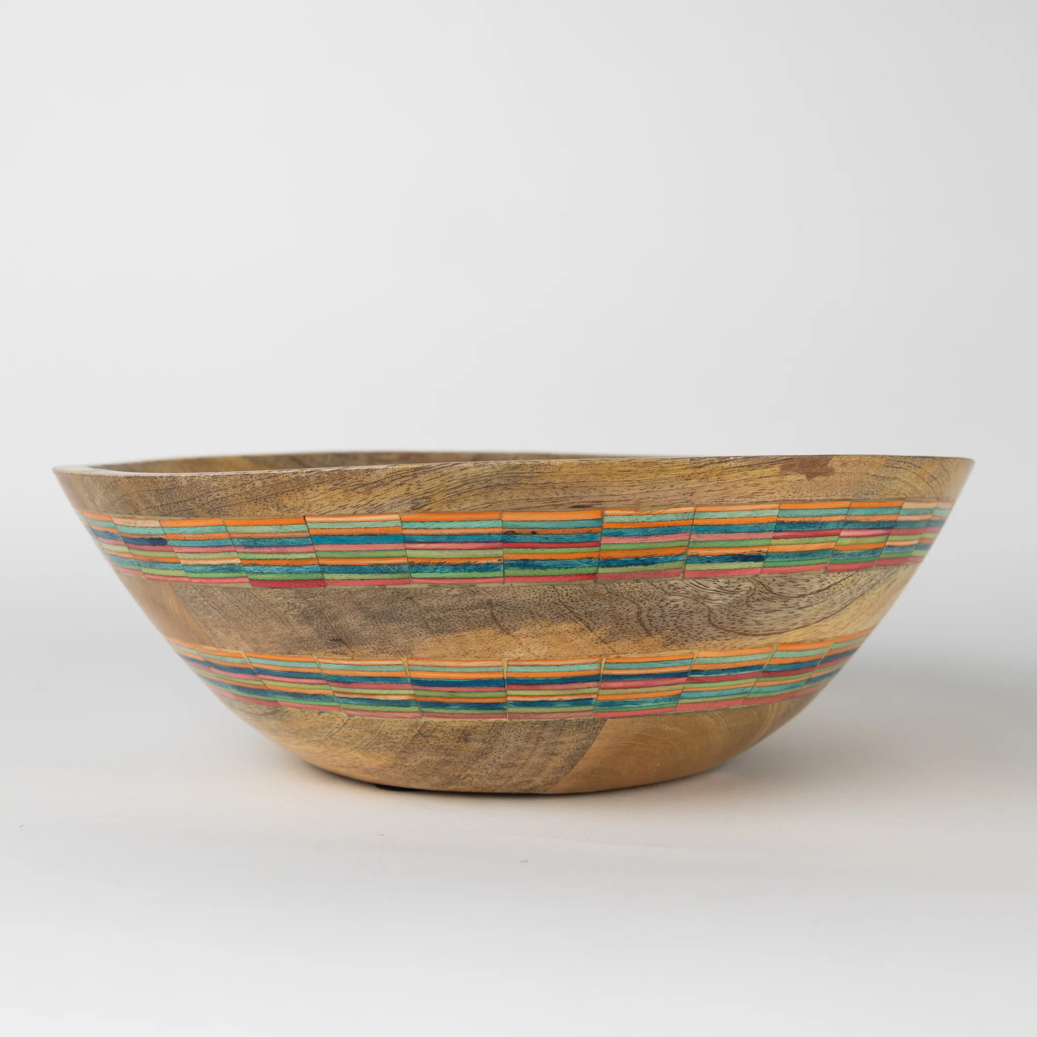 Striped Mango Wood Salad Bowl