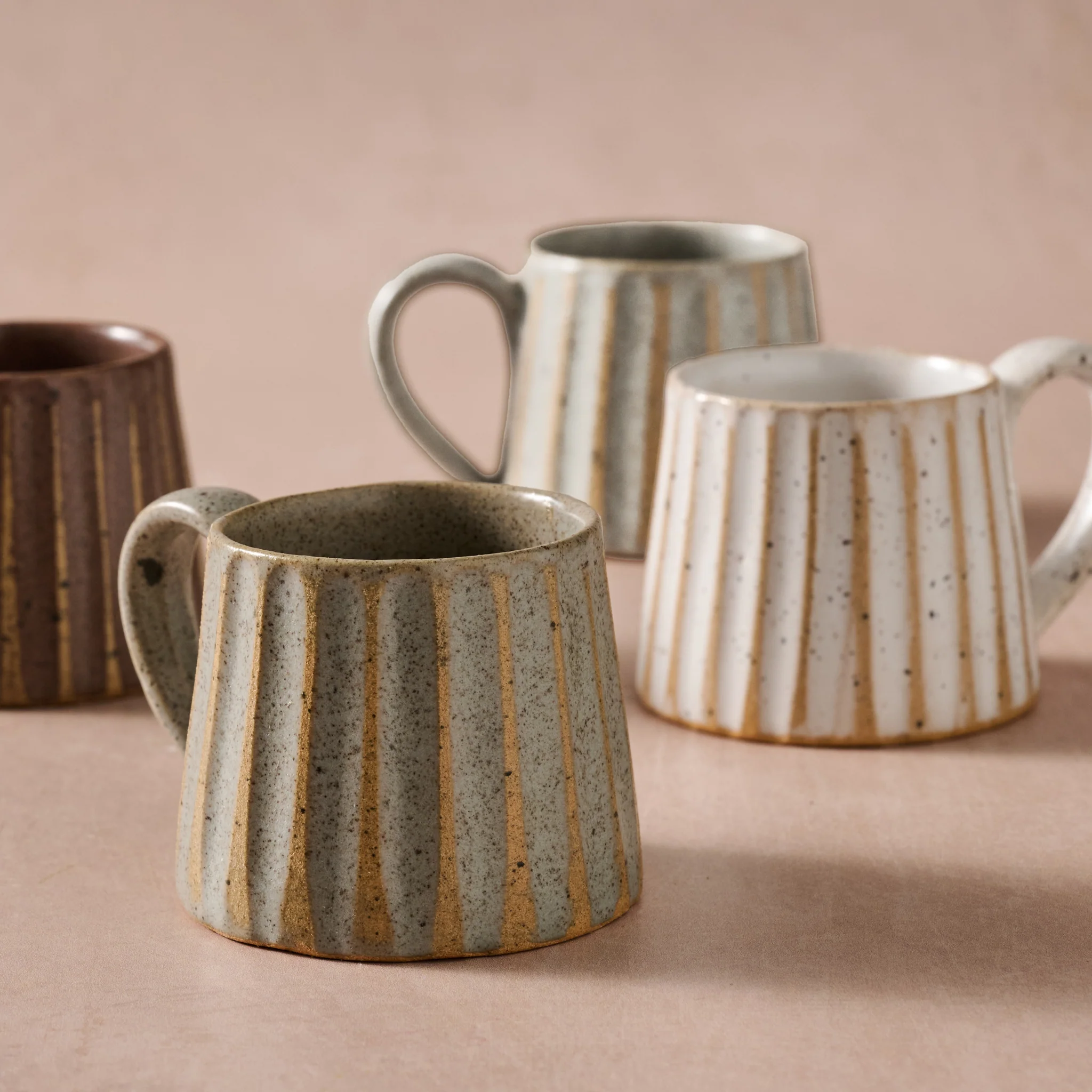 Sundara Conical Fluted Ceramic Espresso Mugs - Set of 4 - Image 3