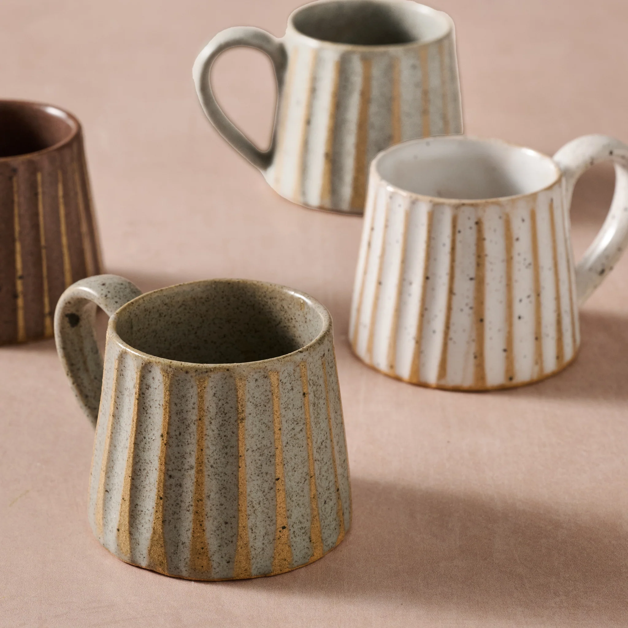 Sundara Conical Fluted Ceramic Espresso Mugs - Set of 4 - Image 4