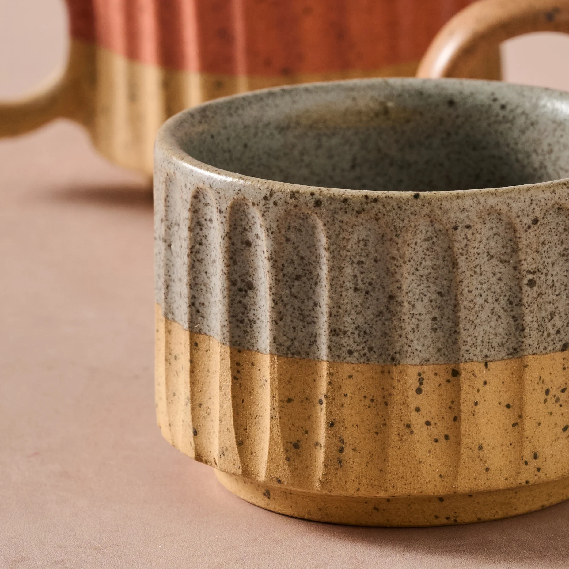 Sundara Fluted Ceramic Espresso Mugs - Set of 4 - Image 3
