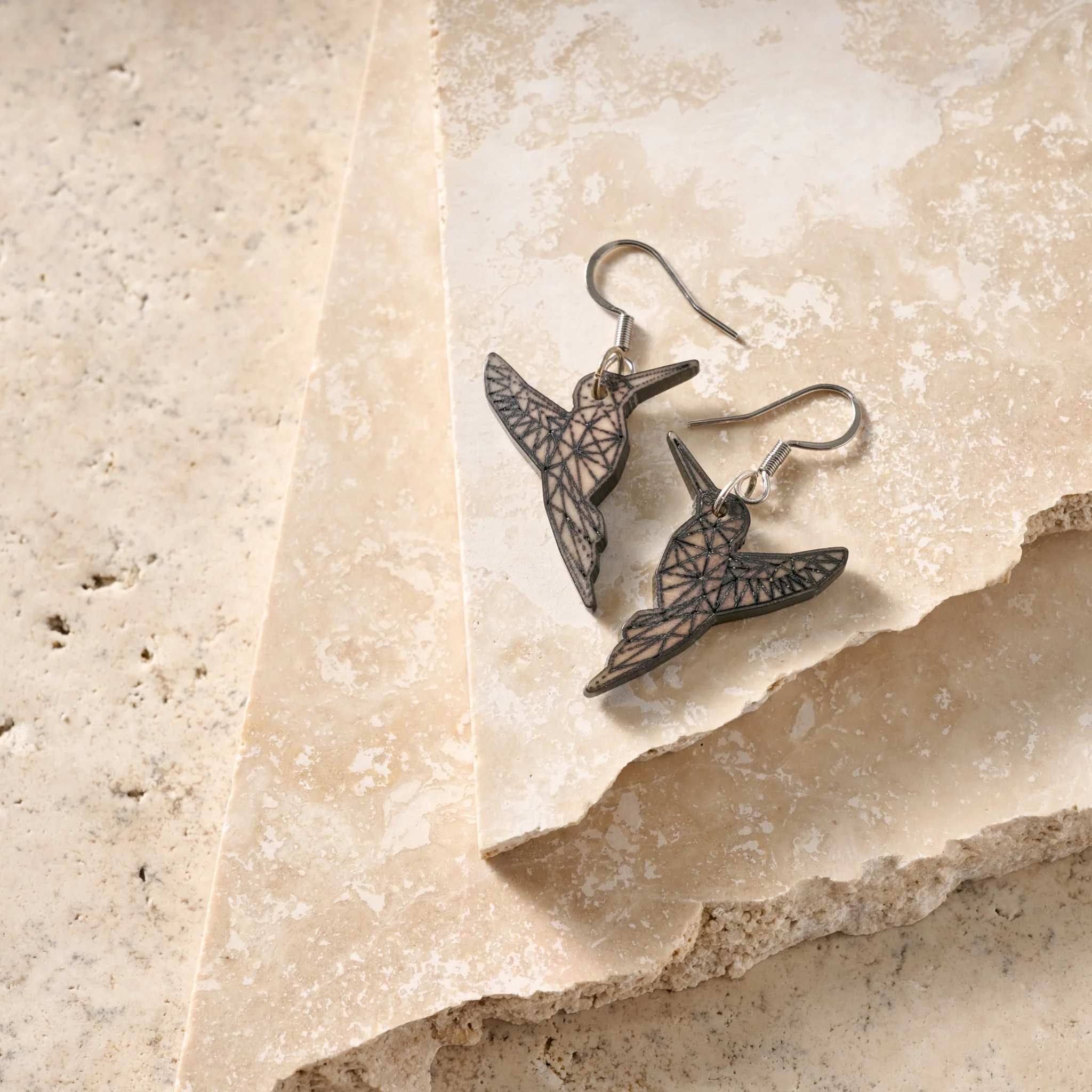 Tagua Hummingbird Drop Earrings - Image 3