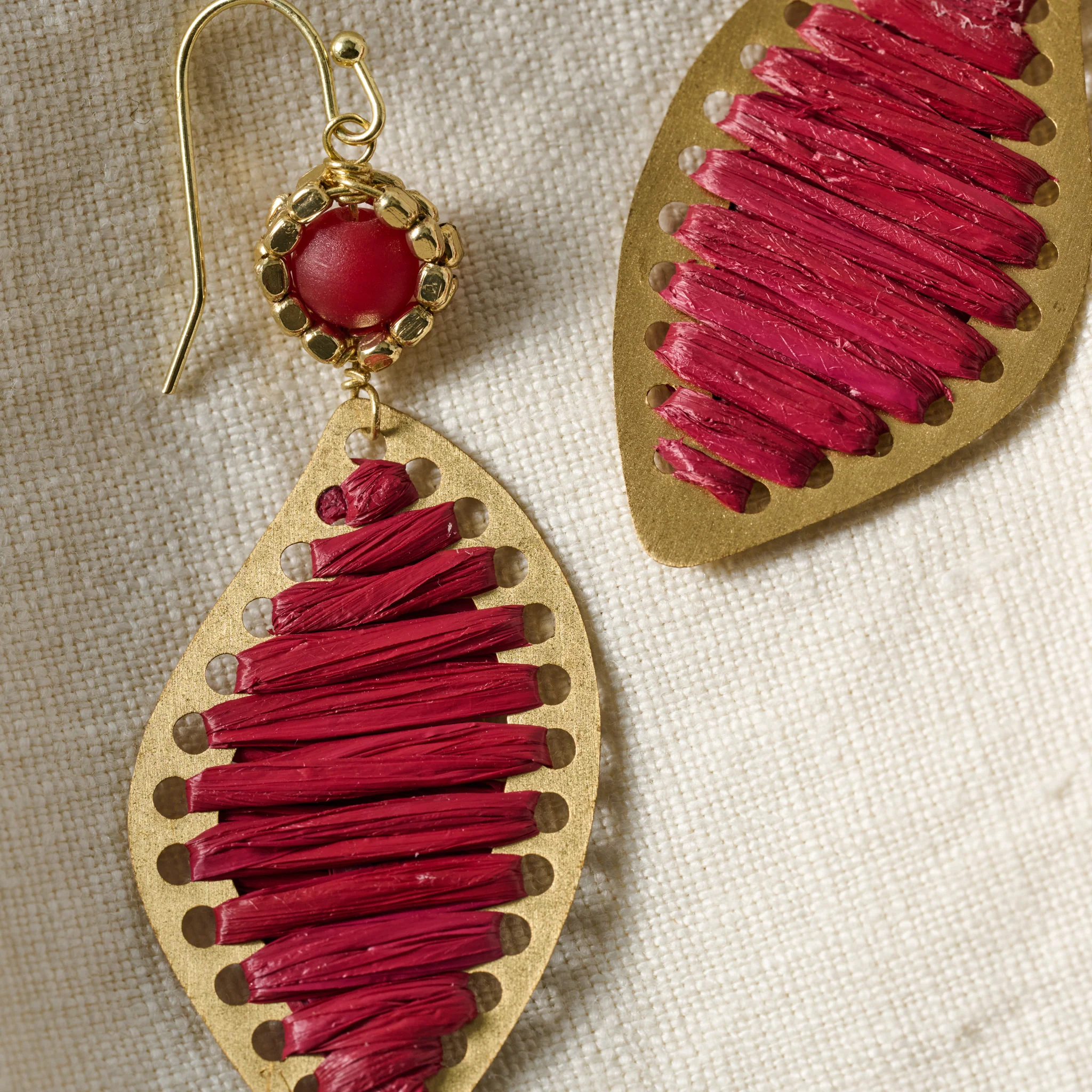 Threaded Leaf Drop Earrings - Image 2