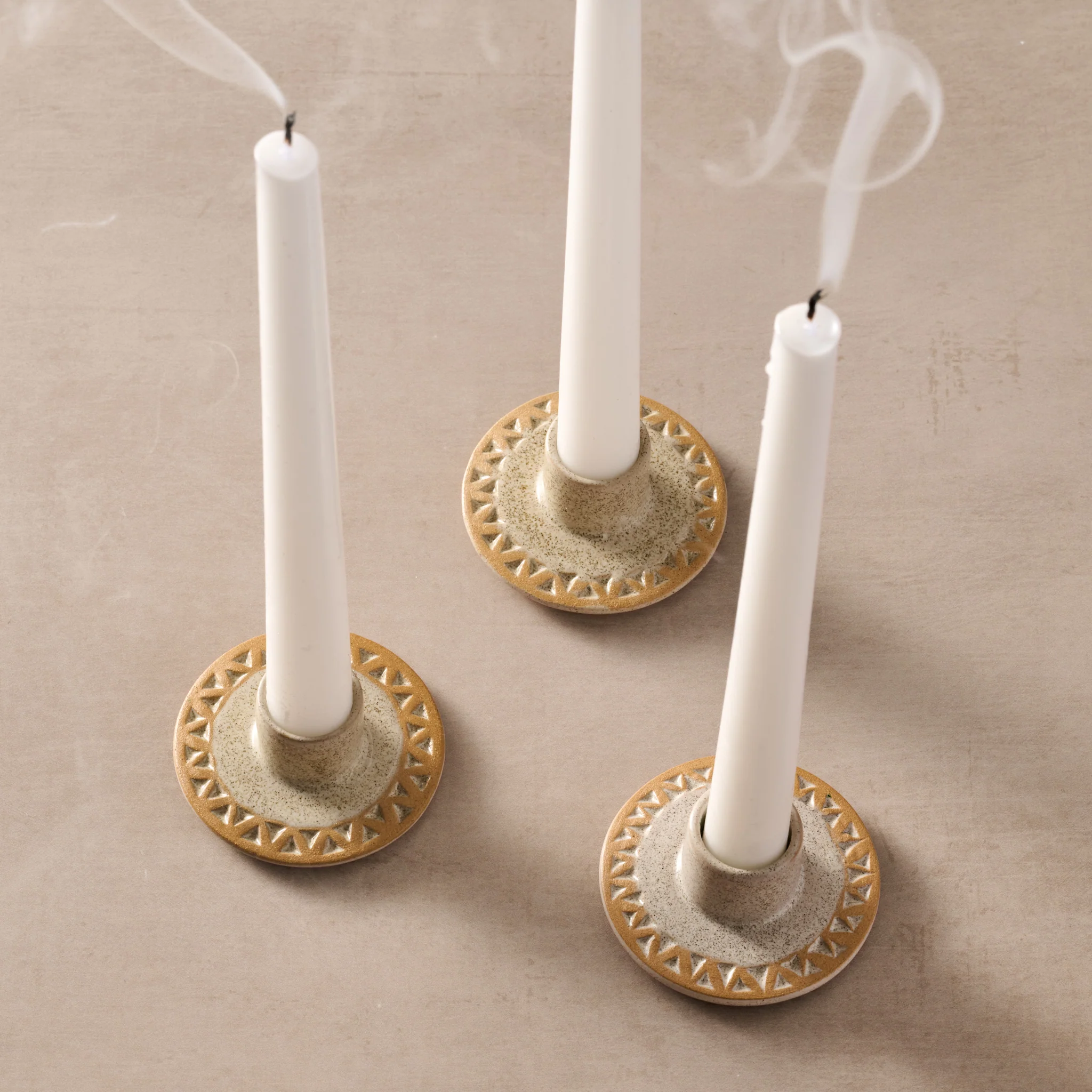 Tidal Etched Ceramic Candle Holder - Image 4
