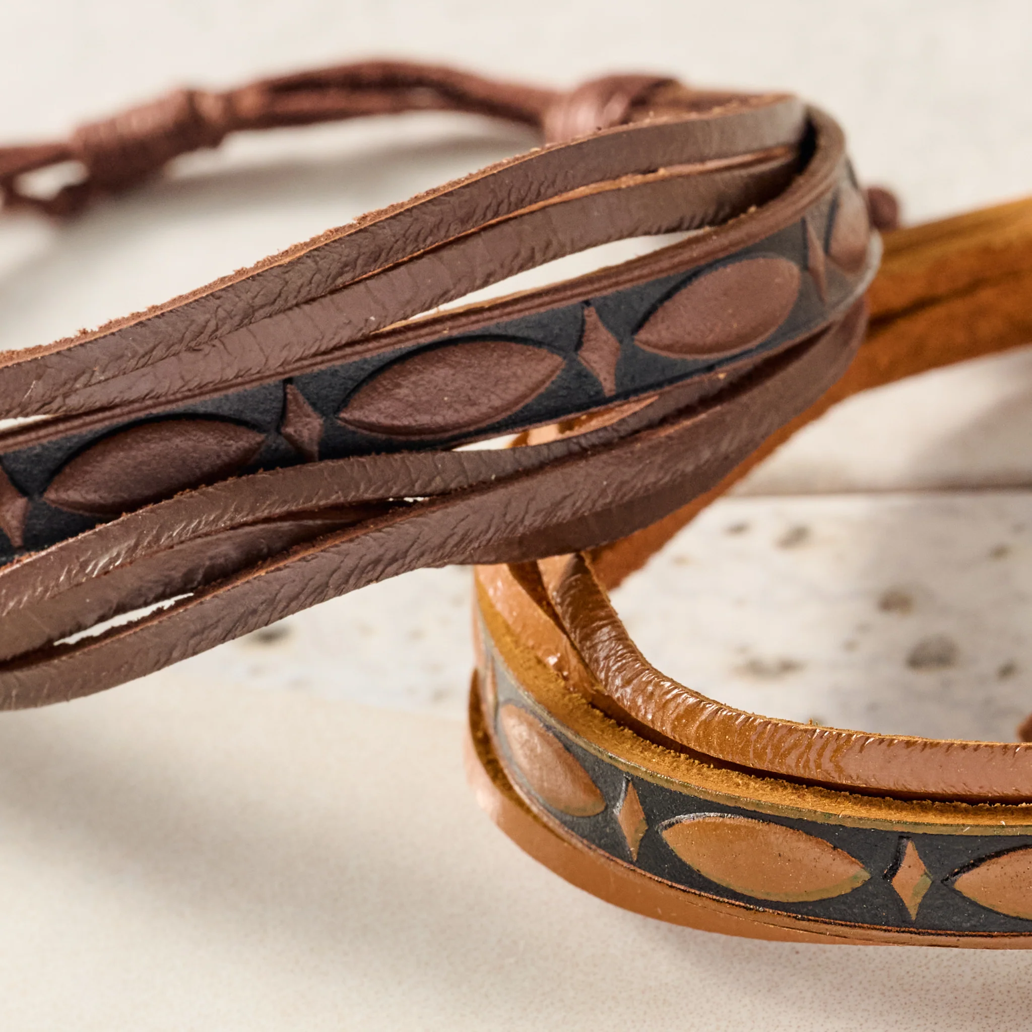 Tikat Embossed Leather Bracelets - Set of Two - Image 4