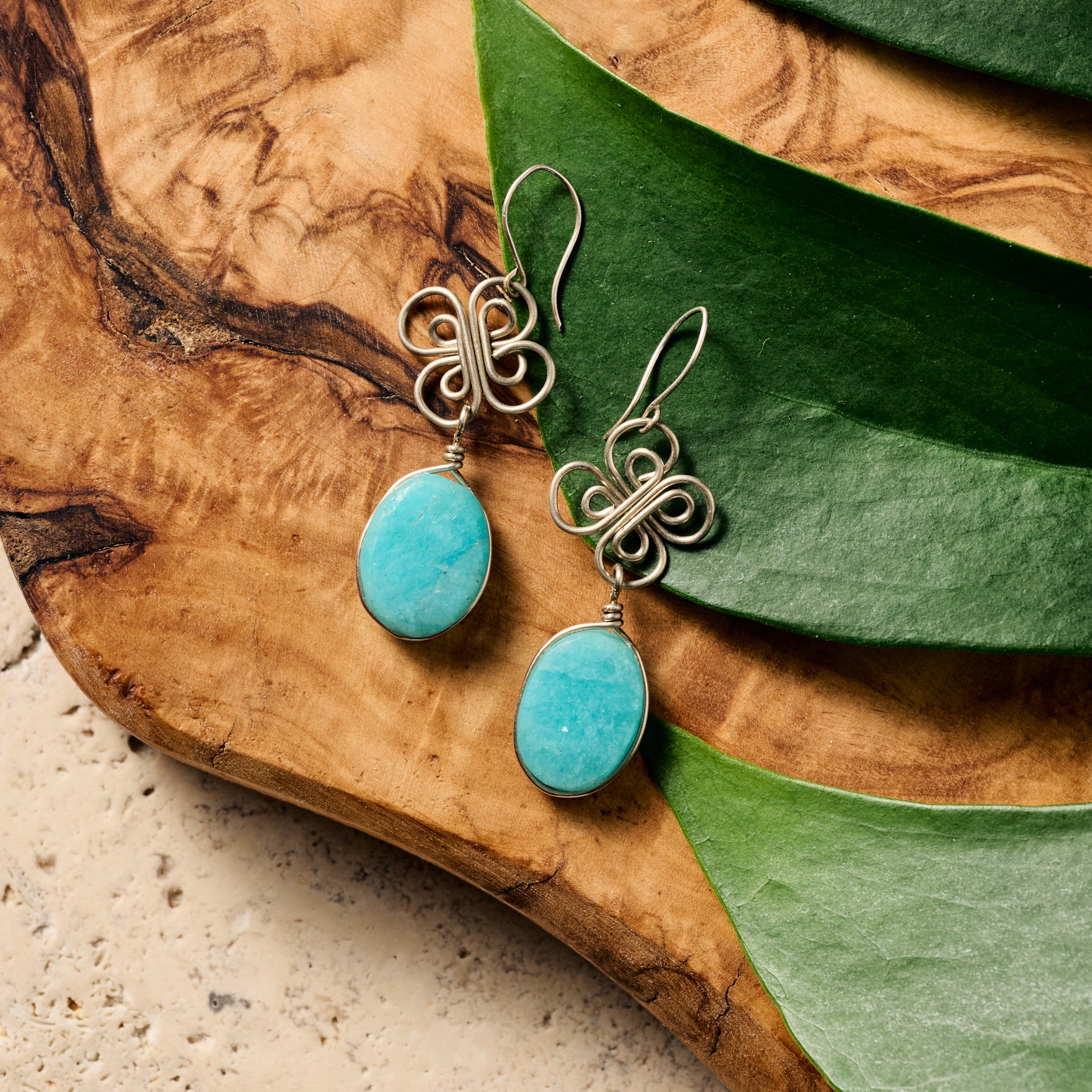 Trebol Amazonite Dangle Earrings - Image 3
