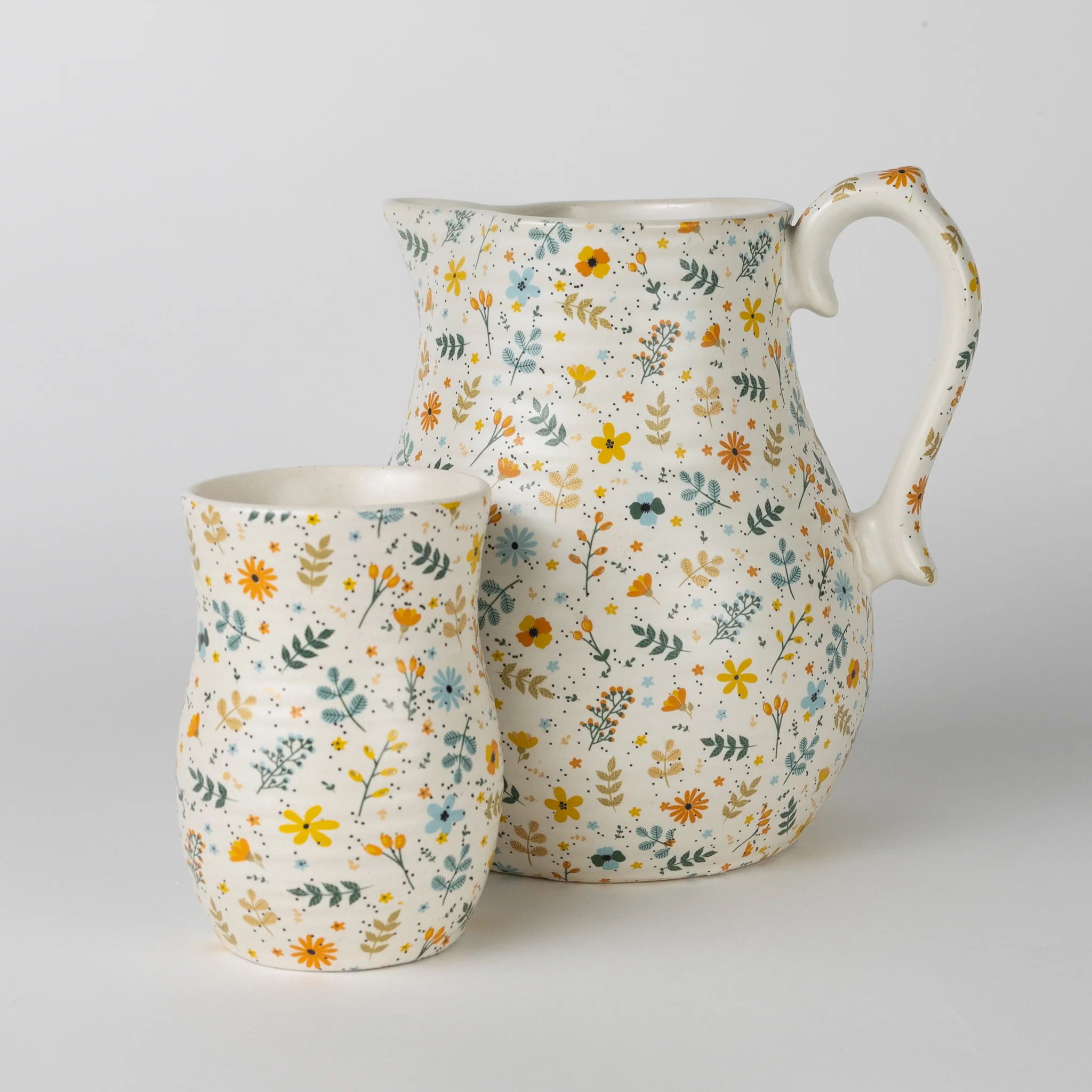Tula Floral Ceramic Pitcher - Image 5