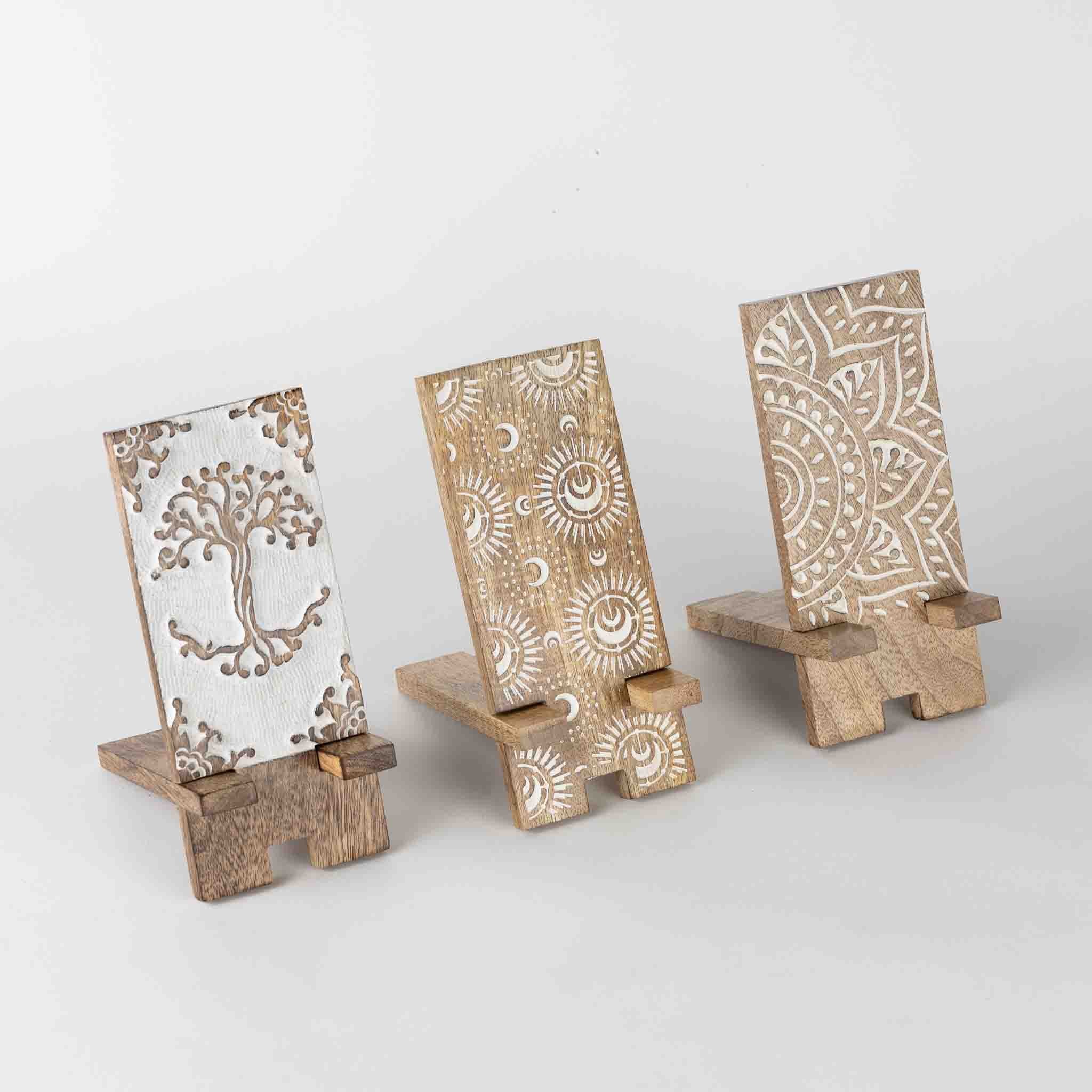Vasai Mango Wood Phone Stand - Tree of Life - Image 6