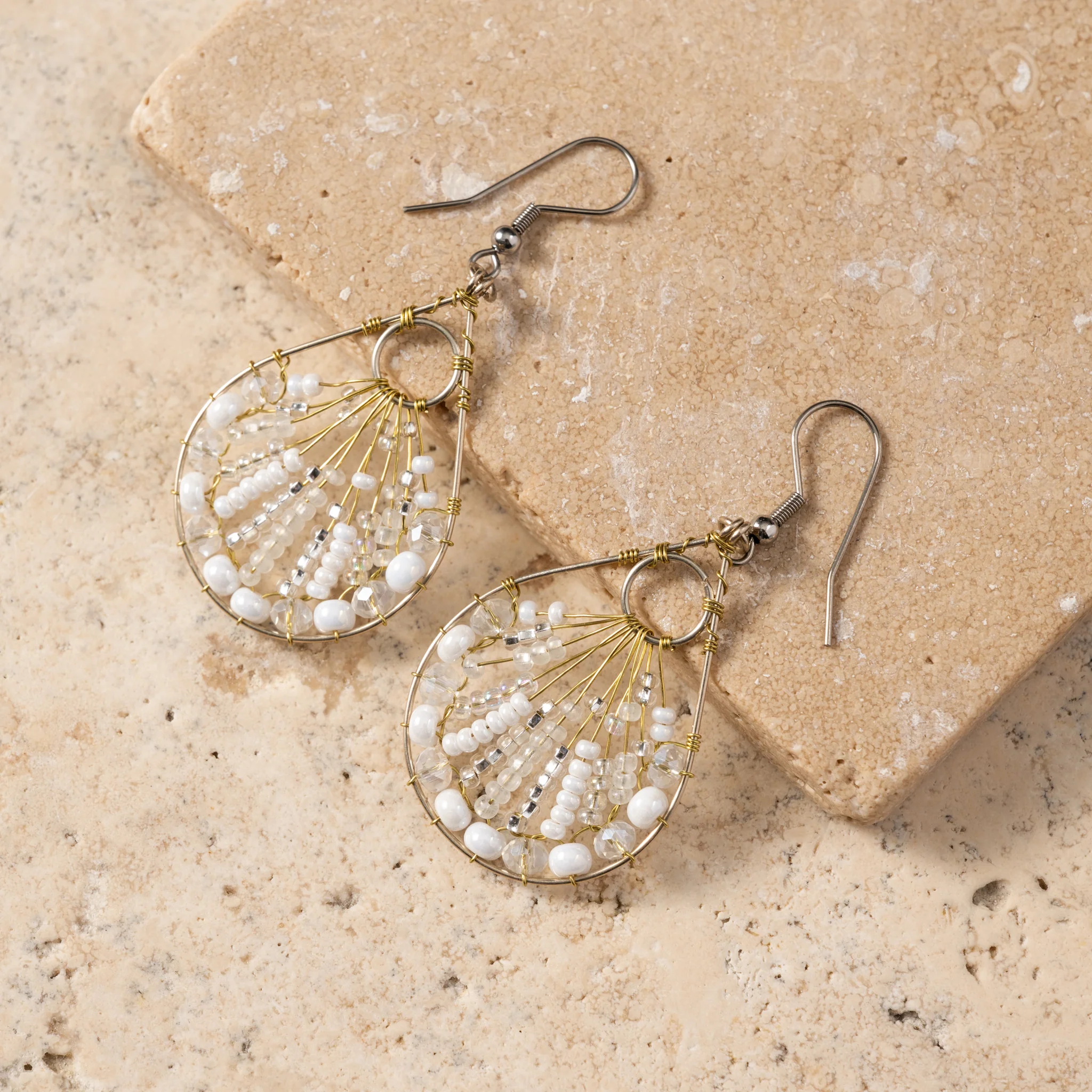 Vaso Glass Bead Teardrop Earrings - Image 3