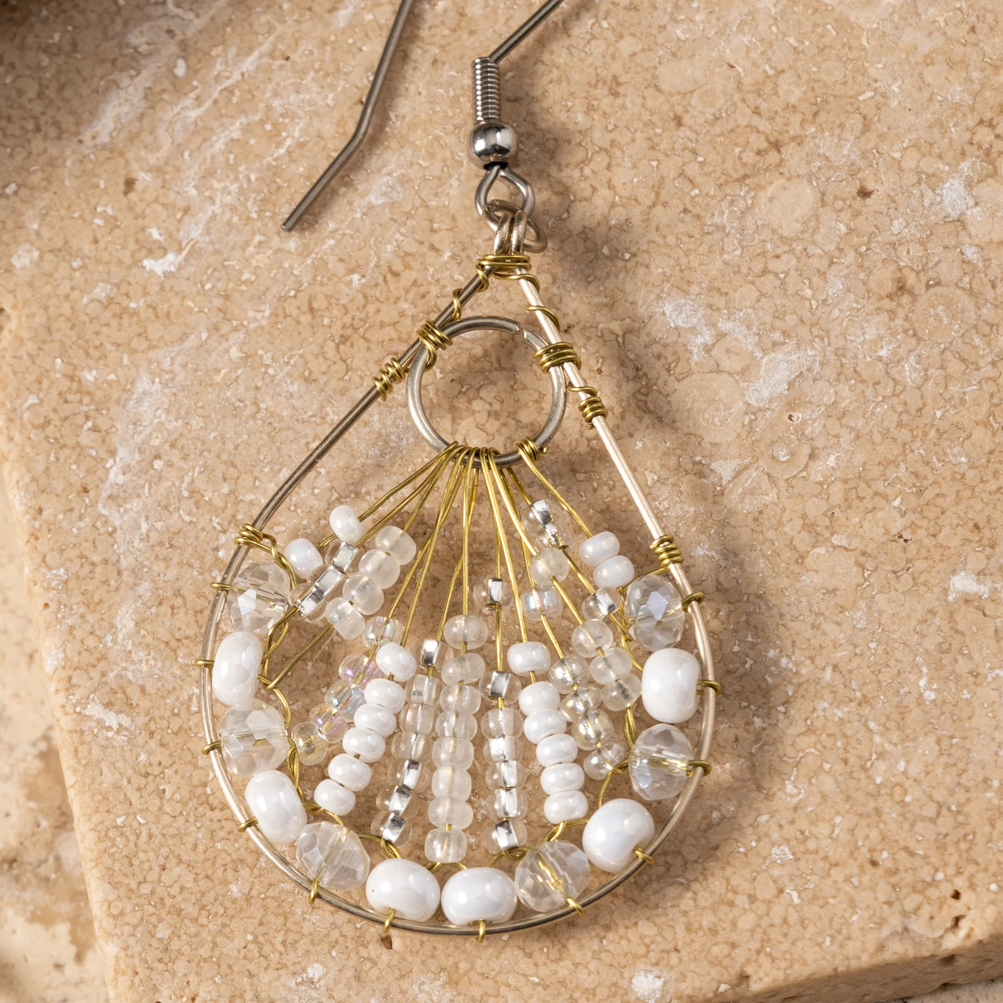 Vaso Glass Bead Teardrop Earrings - Image 4
