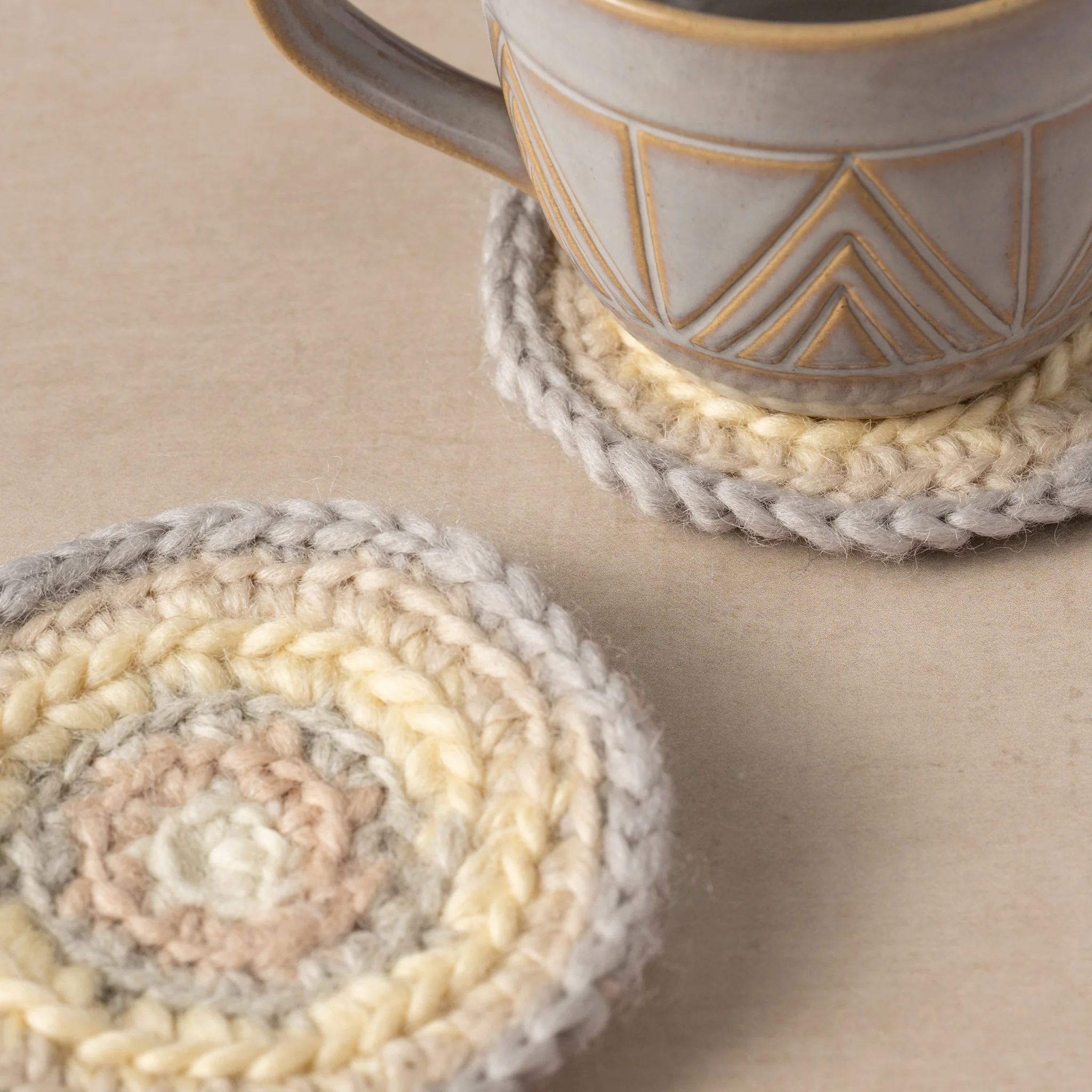 Watercolor Crocheted Mug Rugs - Set of 2 - Image 2