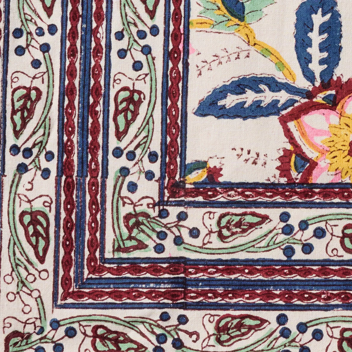 Zaina Floral Blockprint Tablecloth - Image 3